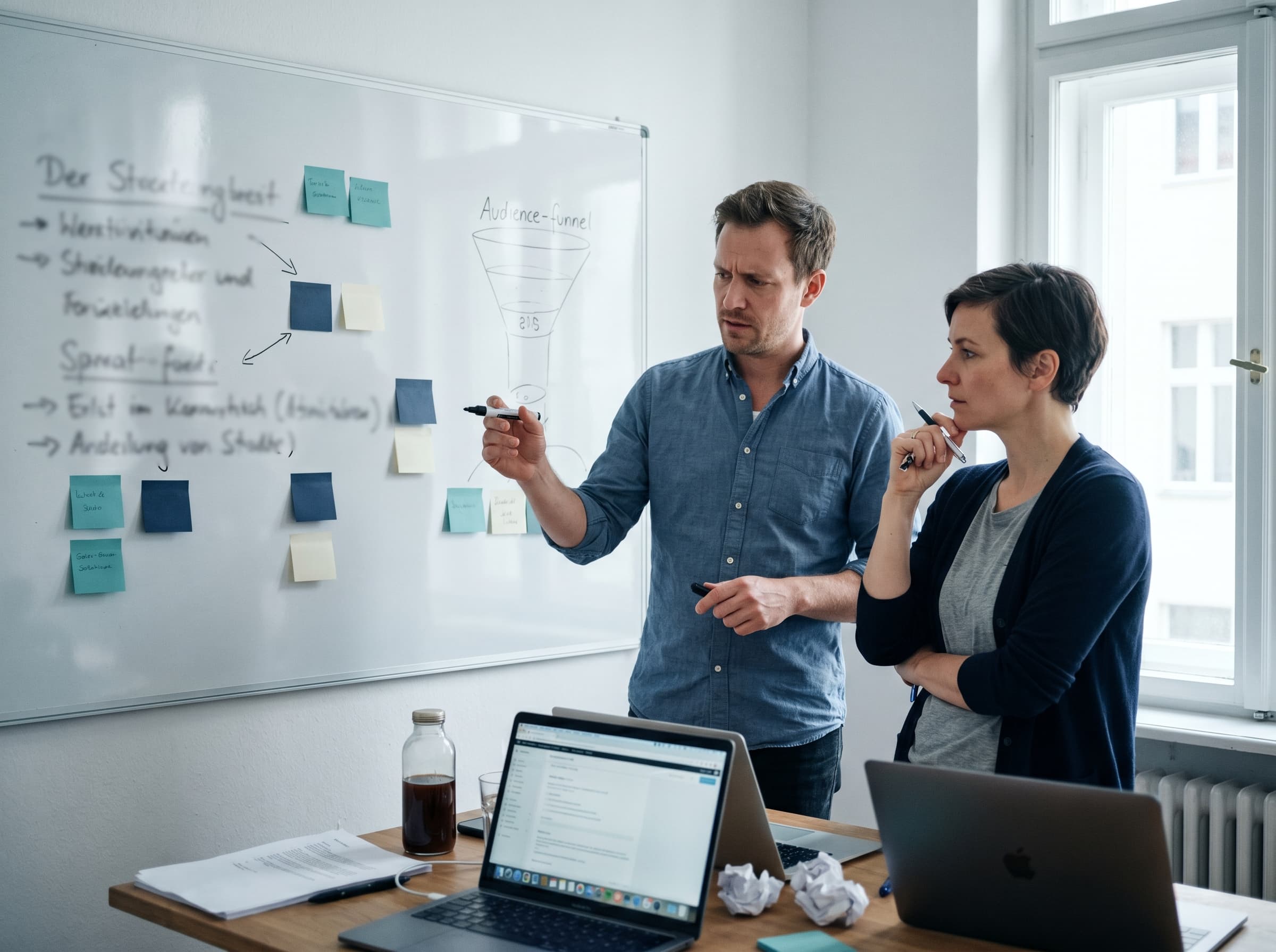 Strategie-Workshop mit Whiteboard und Audience-Funnel
